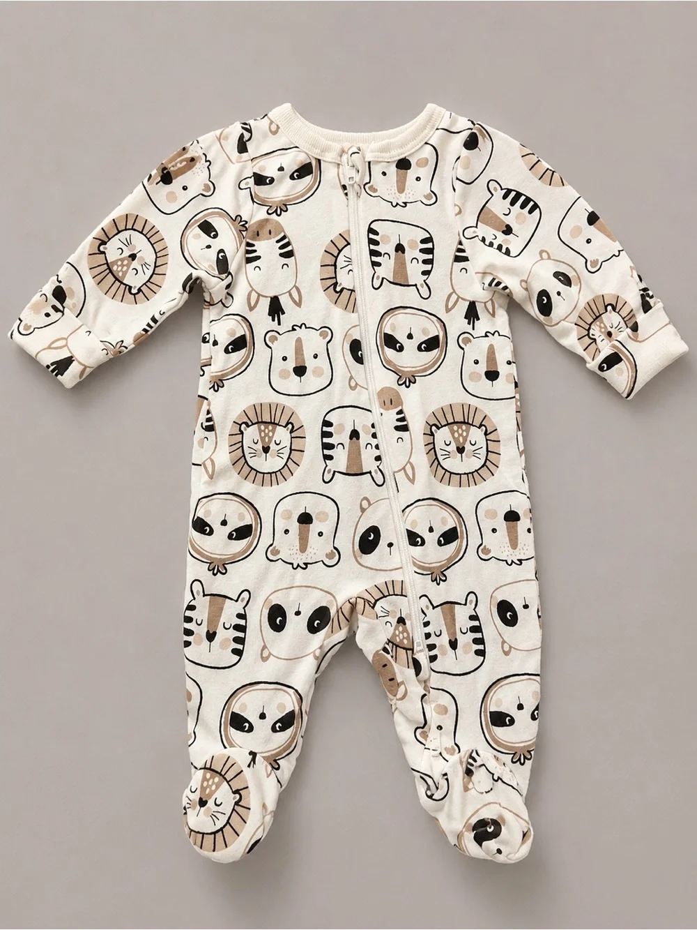 Wonder Nation - Double Zipper Sleeper W/ Zoo Animals (Cotton) - Preemie